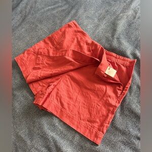 Uniqlo Linen Blend Skort Burnt Orange Coral Mini Skort | Size 30 (L)